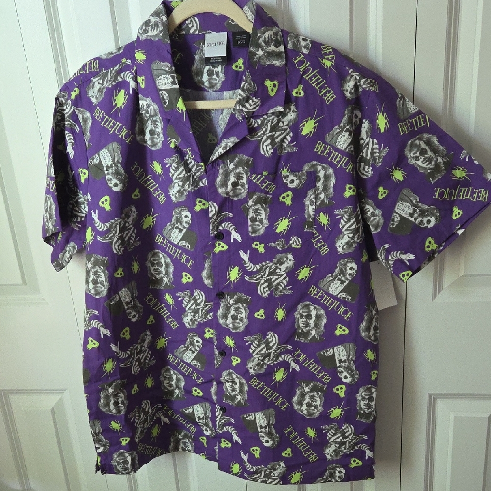 Warner Bros. Beetlejuice Purple and Green Men's Shirt